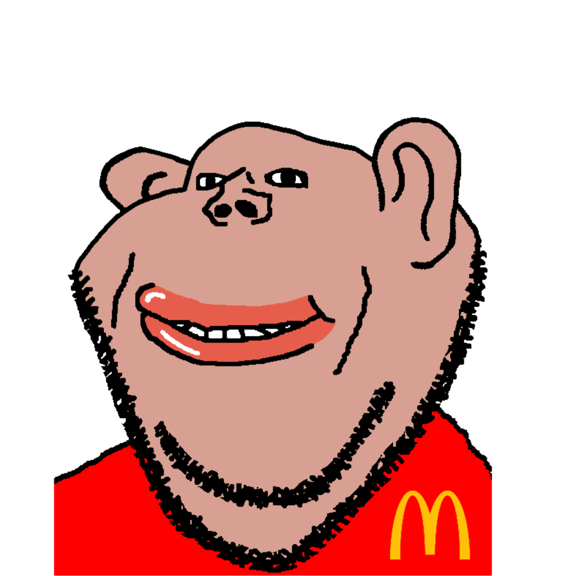 impish soyak ears, meximutt, impish amerimutt, foodeez!, animated, bald, black eyes, closed mouth, coca cola, drink
