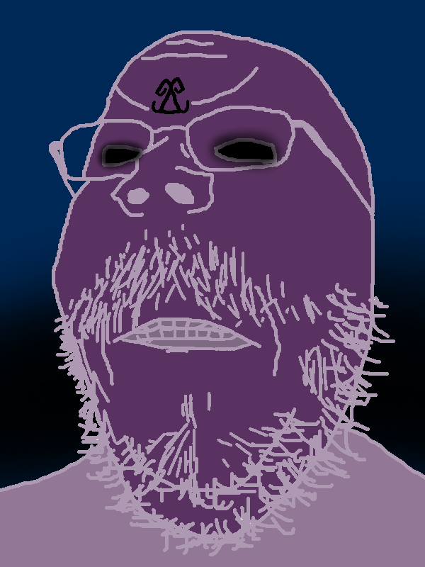 antithrembo, gapejak, mustached gapejak, 1soyjak, angry, antithrembo, bald, black background, black eyes, blue background