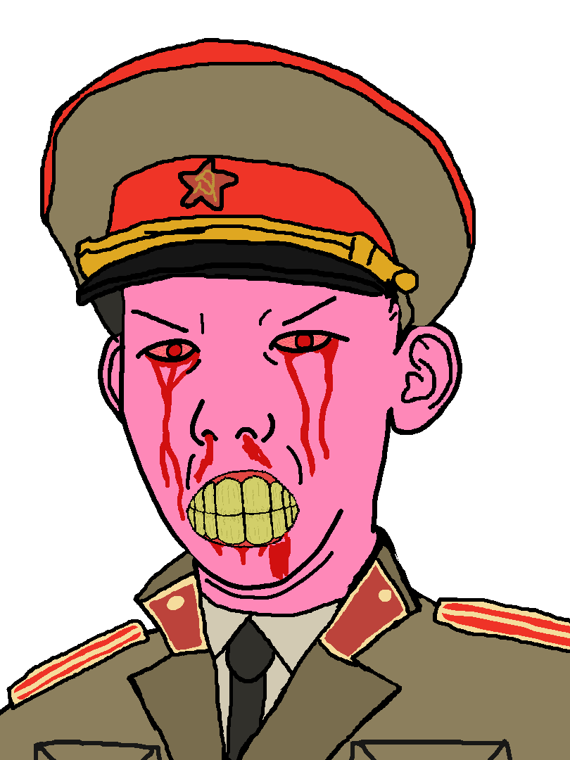 kuzjak, pink rage, angry, blood, blood from eyes, blood from mouth, blood from nose, blood on face, bloodshot eyes, cap