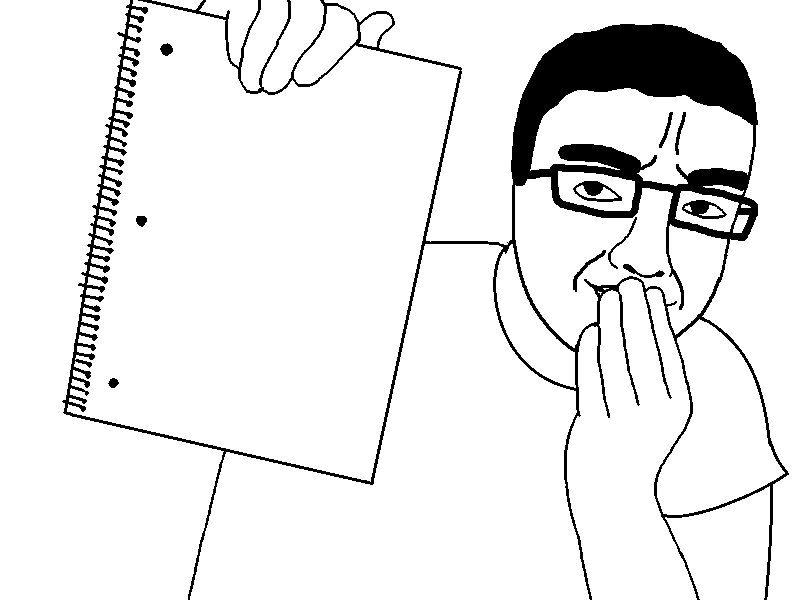 chudjak, nulljak, nullchud, arm, black hair, chud, clothes, covering mouth, glasses, hair