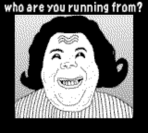 alicia, markiplier soyjak, grinplier, 1soyjak, black hair, clothes, dithering, eyebrows, gameboy, gameboy camera
