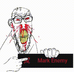 feraljak, feralrage, 1soyjak, angry, animated, bald, blood, button, enemy, front view