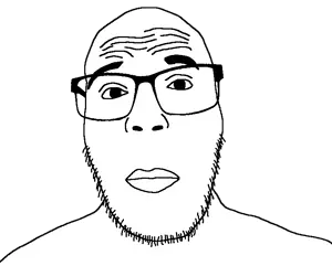 roger jimmy piker, closed mouth, glasses, neutral, stubble, transparent background, uncolored skin