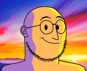 101 - soybooru.com - closed_mouth ear glasses golden_hour happy palindrome_get shadow smile soyak soyjak stubble sunset sunset_soyak_ears swede_(artist) tears-Photoroom.png