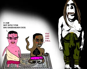 rapeson, chudjak, cobson, hornyson, rapeson, angry, barbarian, beard, brown hair, brown skin