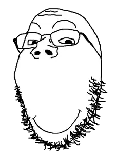gapejak, good boy, 1soyjak, bald, black eyes, closed mouth, glasses, good boy, no body, smile