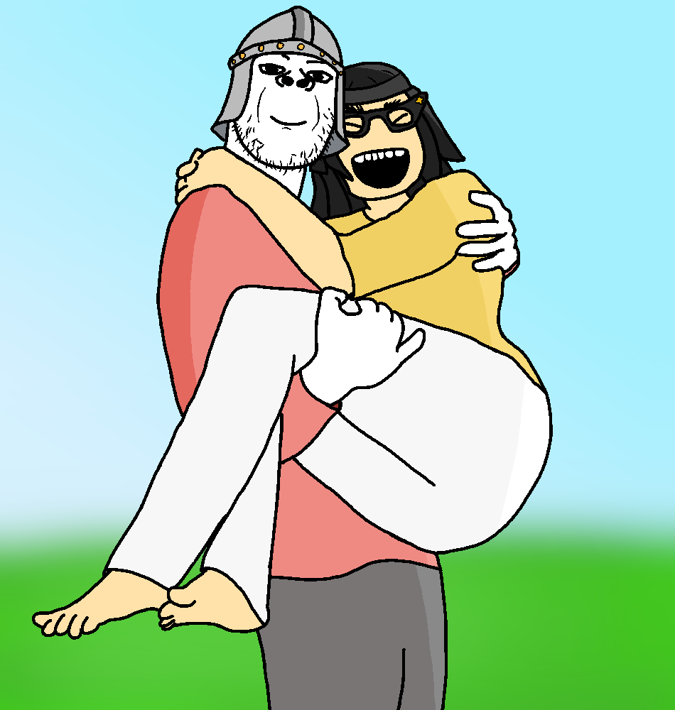 soychang, soytan, marney, closed eyes, clothes, colored background, glasses, gray pants, happy, hat