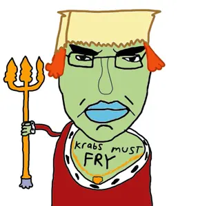chudjak, pol face, bag, glasses, hair, king neptune (spongebob squarepants), millions must die, orange hair, pun, soyjak