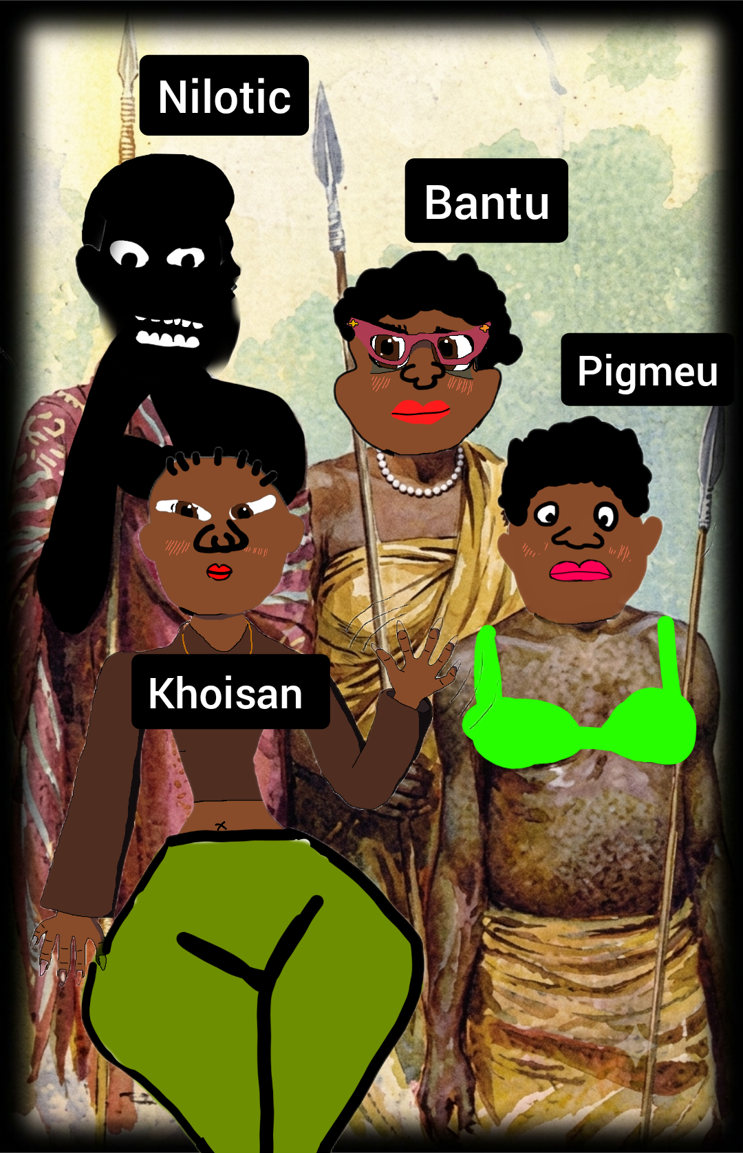 soyferret, soytan, bald, bantu, big lips, bite victim, black hair, black lives matter, black skin, blush