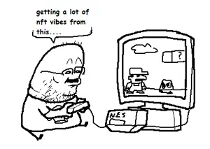 mario, unknown, clothes, full body, glasses, holding object, nes, nft, nintendo, open mouth