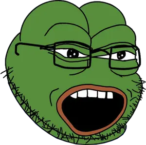 pepe, pepejak, amphibian, animal, frog, glasses, open mouth, soyjak, stubble, teeth