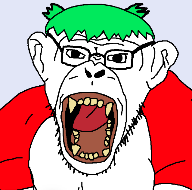 monkeyjak, animaljaks, fusionjaks, 1soyjak, 4chan, angry, animal, anime, black eyes, clothes