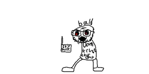 unknown, angry, black sclera, box, dave and bambi, do you accept, full body, glasses, hair, oekaki