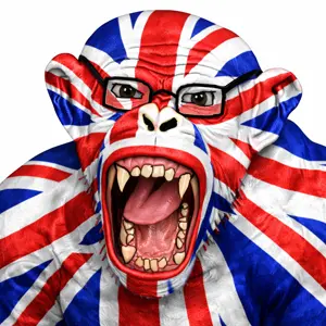 monkeyjak, 1soyjak, angry, animal, bald, ear, front view, glasses, half body, looking at you