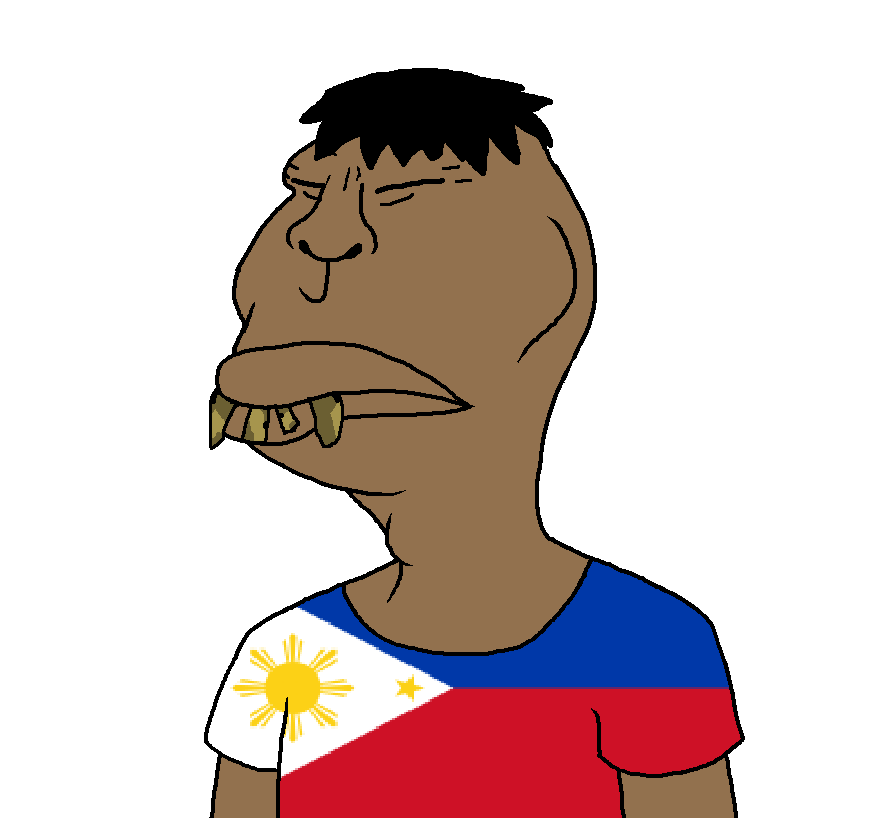 meximutt, brazilmutt, 1soyjak, big lips, black hair, brown skin, closed eyes, closed mouth, crooked teeth, filipino