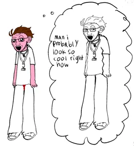 244357 - soybooru.com - 2soyjaks arm blush_lines closed_mouth concerned delusional female foid foidjaks front_view ftm full_body glasses hair hand leg looking_at_you name_tag necklace open_eyes op-1.png
