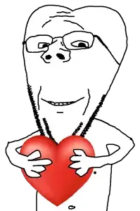 Wholesome soyjak with head that is shaped like heart holds a heart.png