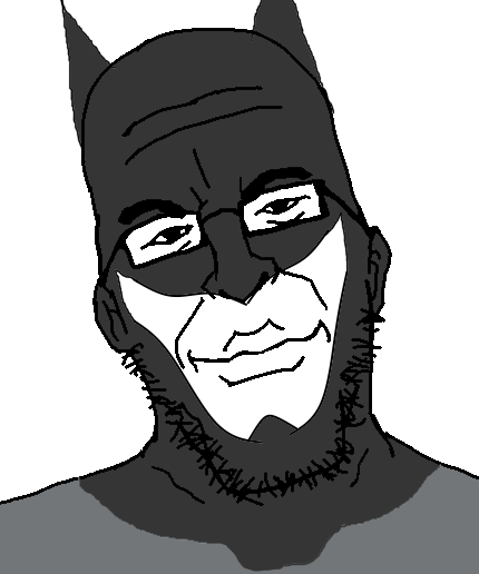 jeffrey epstein, epsteinjak, 1soyjak, bald, batsuit, beard, closed mouth, diddy ahh blvd 💀💀💀, face covered, front view