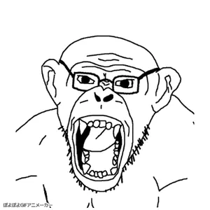 monkeyjak, animaljaks, 1soyjak, angry, animal, animated, bald, black eyes, ear, fangs