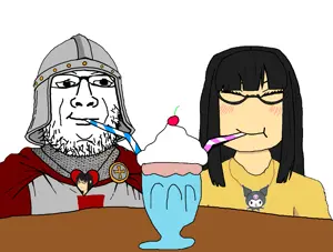 228893 - soybooru.com - annabelle blue_shirt couple female femjak gapejak gapejak_female glasses hair long_hair milkshake pink_shirt romantic straw stubble uncolored_skin wholesome_soyjak wom.png