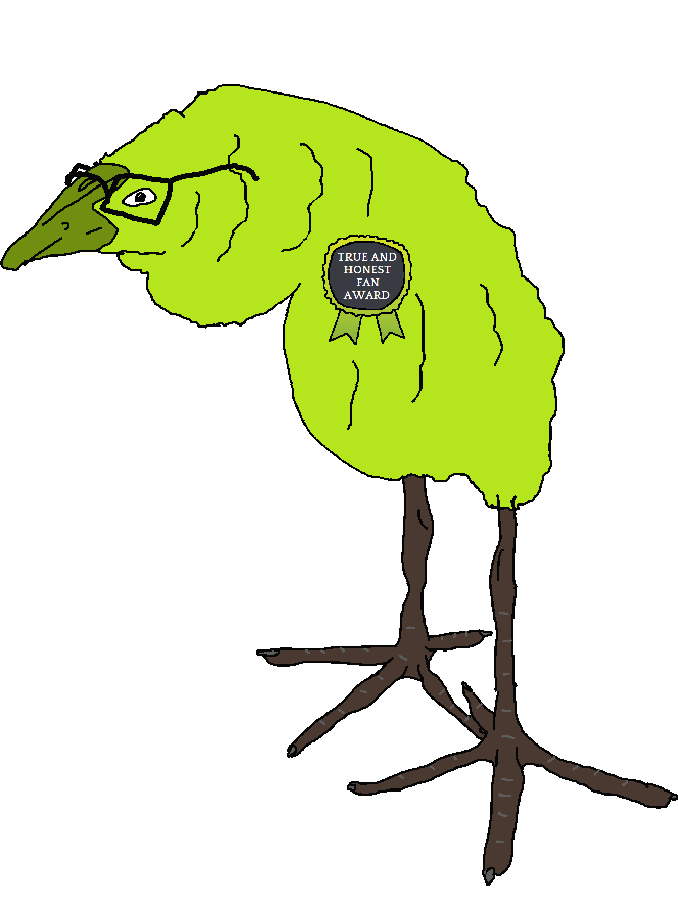 soycreature, animaljaks, 1soyjak, animal, award, bird, closed mouth, food, fruit, full body