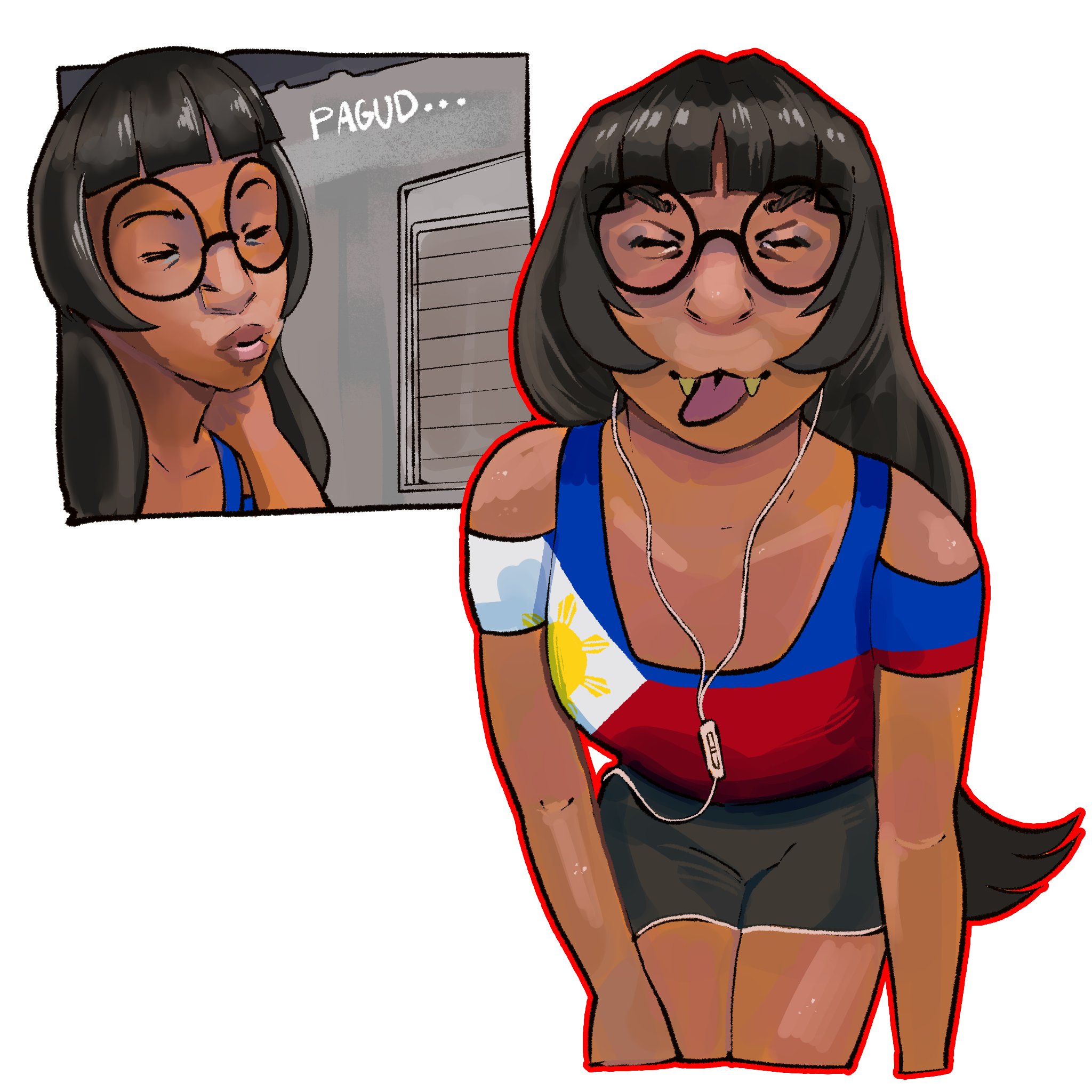 soykio kid, soykio girl, soykio girl front, femjak, arm, black hair, brown skin, chinksectoid, closed eyes, clothes