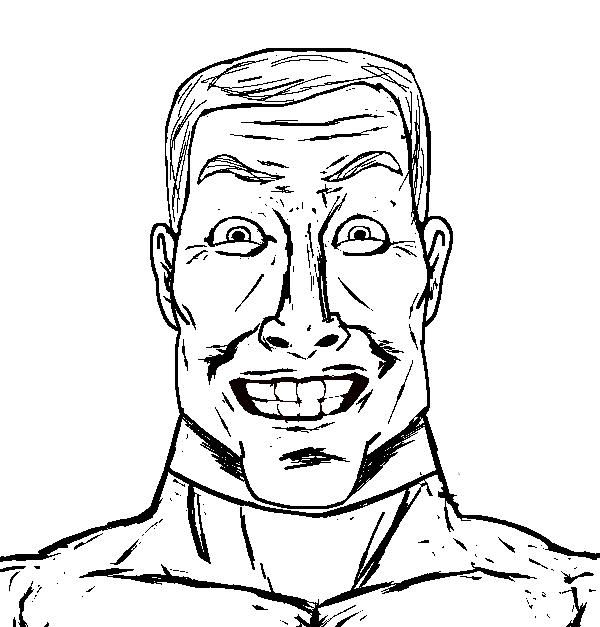 black noir, chudjak, noirjak, chudjak front, perceptive chud, perceptive chud front, a10 eyes, blonde hair, buff, front view