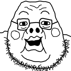 ddrjak, blush, fat, glasses, open mouth, soyjak, stubble, uncolored skin