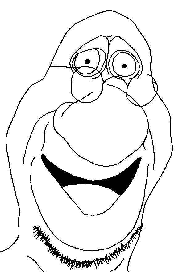 wiseflamboyant personheimer, 1soyjak, bald, front view, glasses, looking at you, open eyes, open mouth, portrait, smile