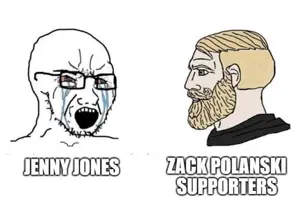 yes chad, soyak, beard, blonde hair, hair, impact (font), jenny jones, uncolored skin, white background, white skin