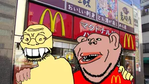 impish soyak ears, soykio kid, impish amerimutt, amerimutt, no more brother wars, asian, building, glasses, hand on shoulder, jap
