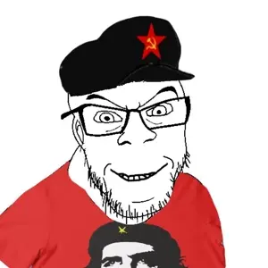 feraljak, 1soyjak, che guevara, clothes, communism, ear, eyebrows, glasses, half open mouth, hammer and sickle