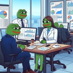 pepe, bald, clothes, green skin, office, open eyes, suit