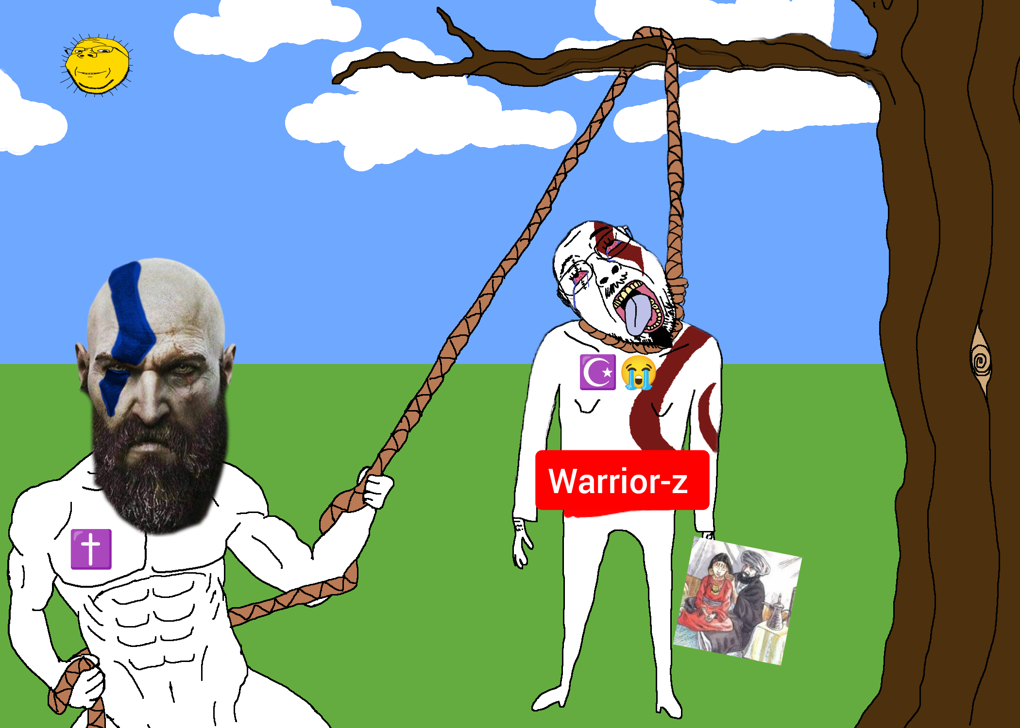 kratos, bernd, chudjak, gapejak, hanging troonjak, troonjak, wholesome soyjak, 3soyjaks, ack, arm