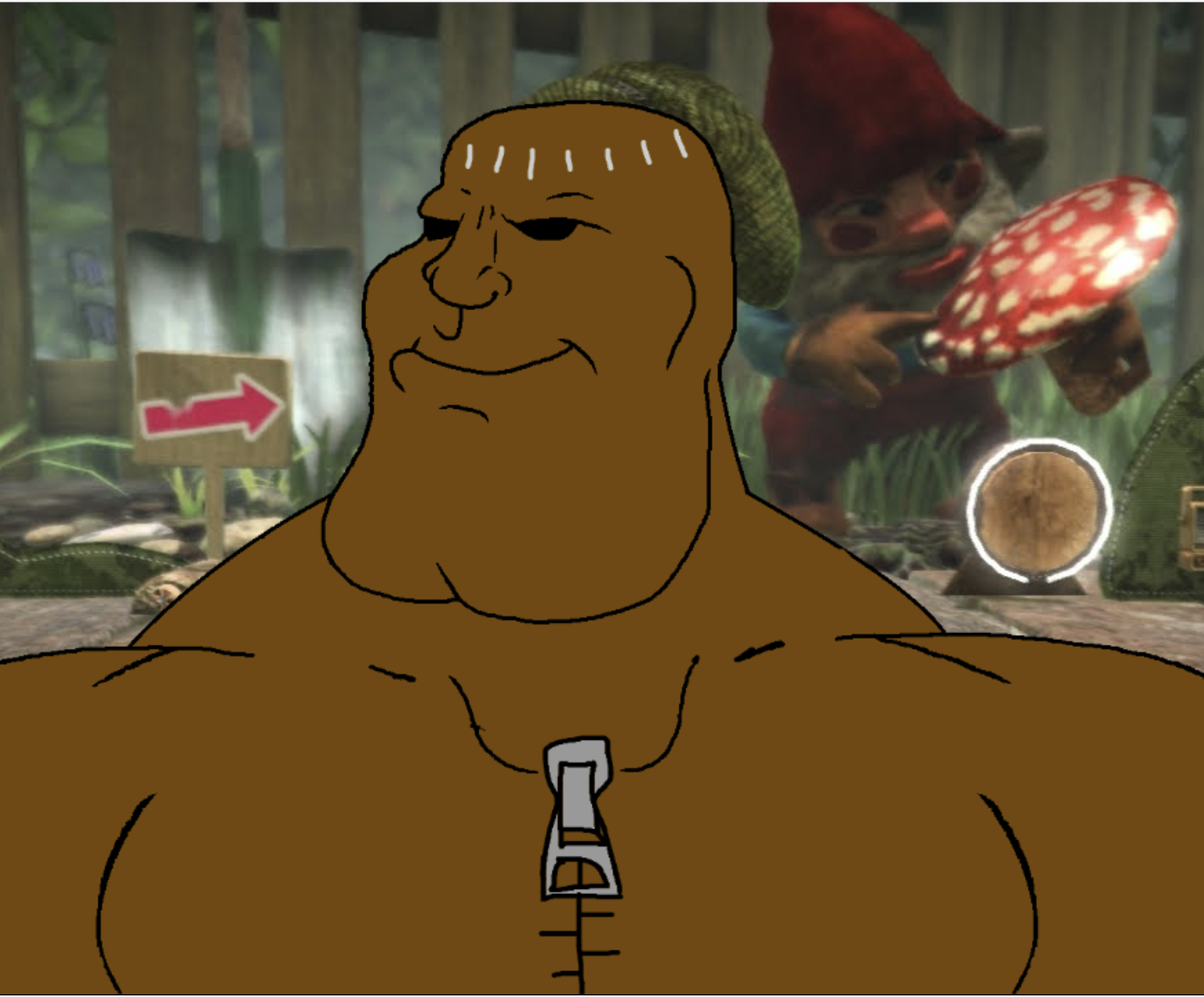 meximutt, mexiaryan, superaryan, 1soyjak, bald, black eyes, brown skin, buff, gaming, half body