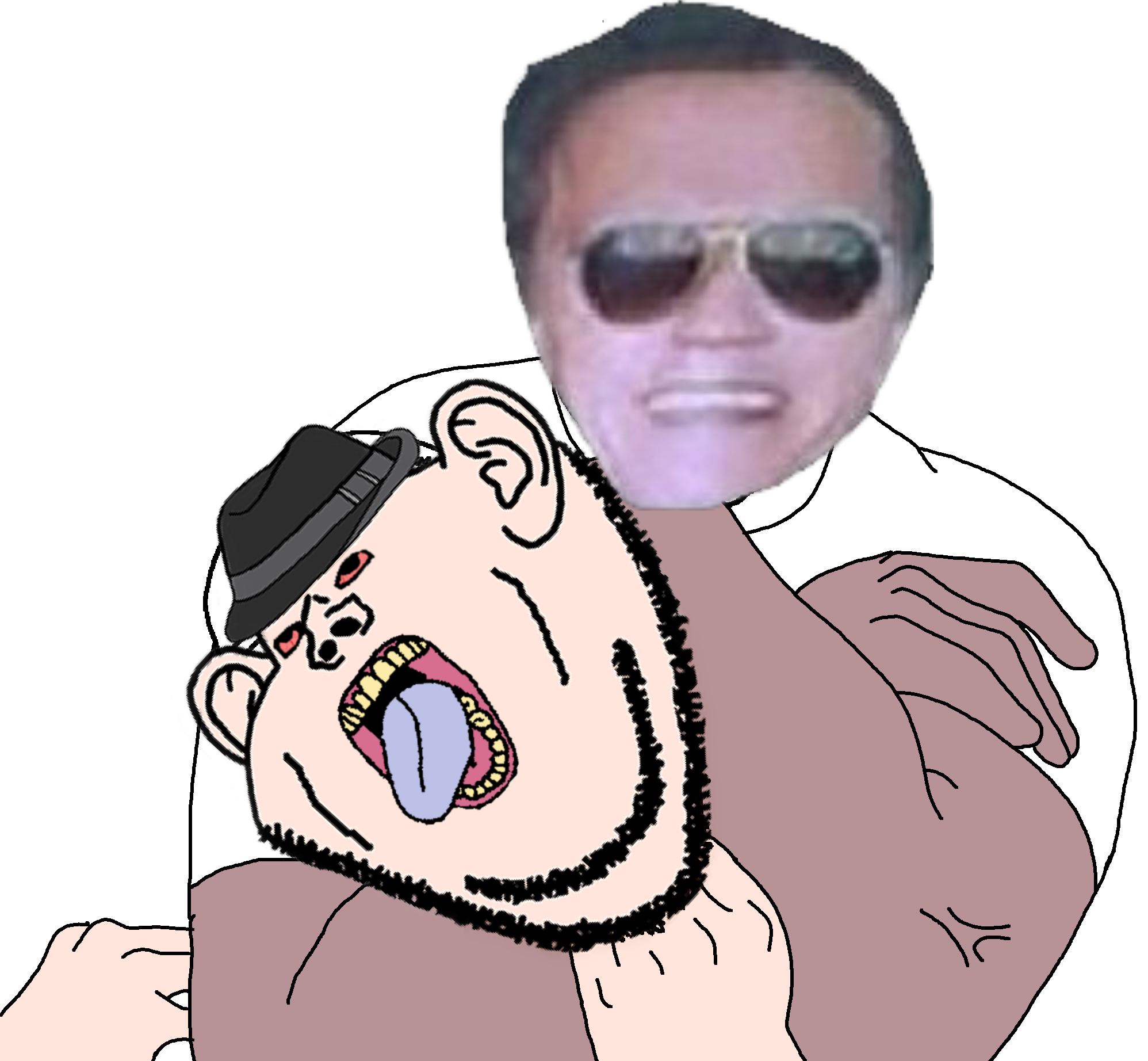 impish soyak ears, the weak should fear the strong, arm, arnold schwarzenegger, bloodshot eyes, buff, choke hold, clothes, glasses, hair