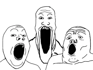 gapejak, markiplier soyjak, tony soprano soyjak, longplier, soyjak trio, trios & duos, antialiased, bald, black eyes, forehead lines