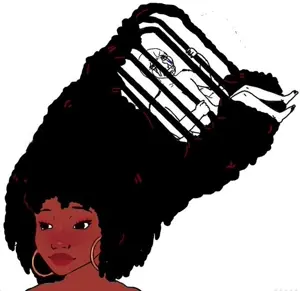 wojak, afro, angry, black eyes, black hair, black skin, closed mouth, front view, full body, hair