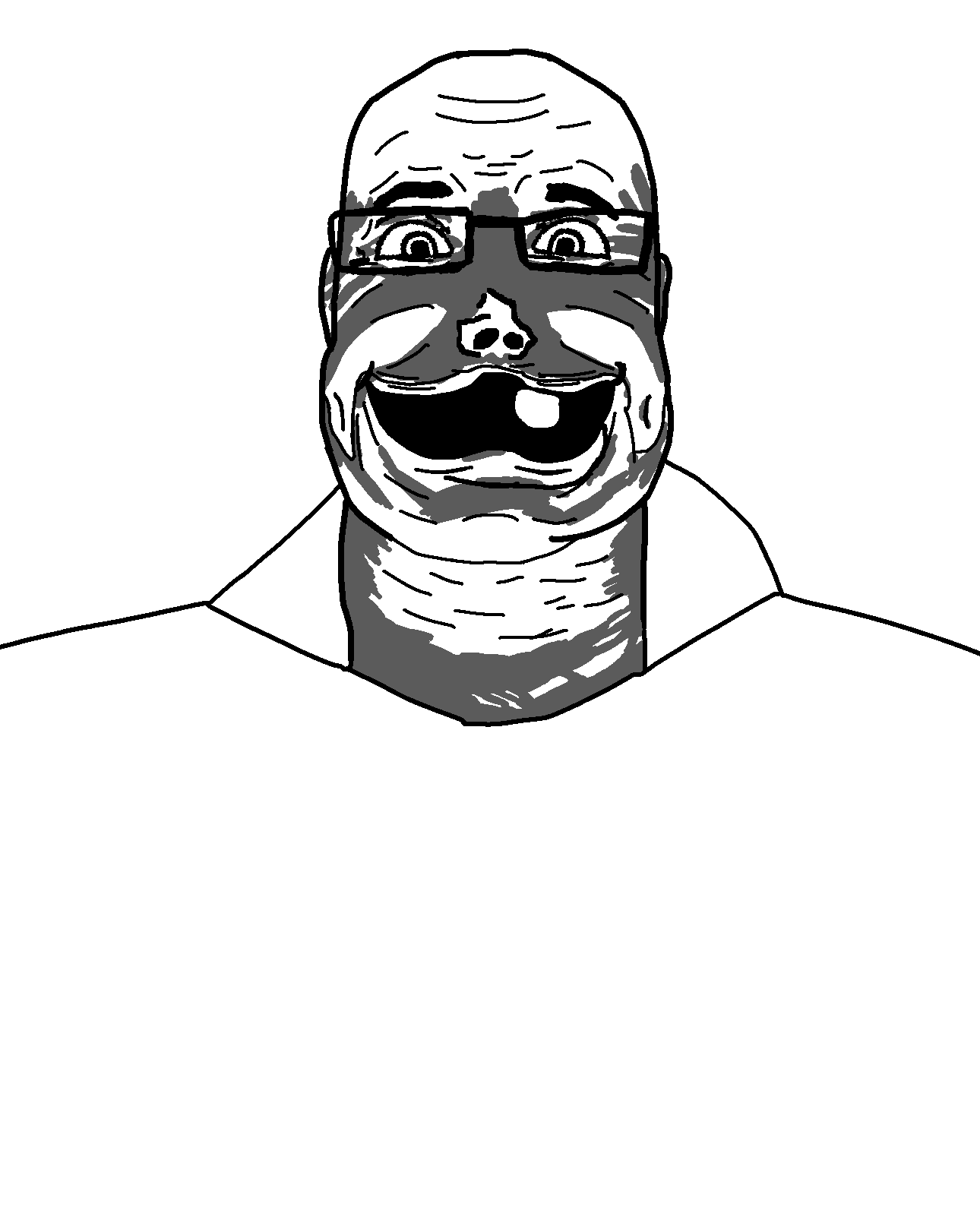 judgejak, vlodson, fusionjaks, 1soyjak, bald, black eyes, clenched teeth, clothes, evil, fat