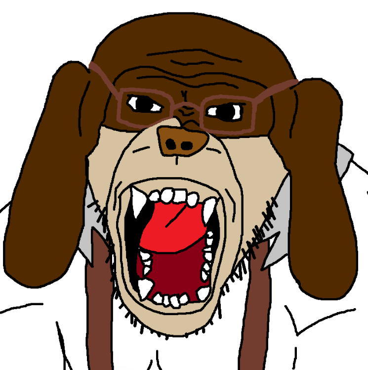 monkeyjak, animaljaks, 1soyjak, angry, animal, ape, bald, black eyes, bobo the sharty janny, brown skin