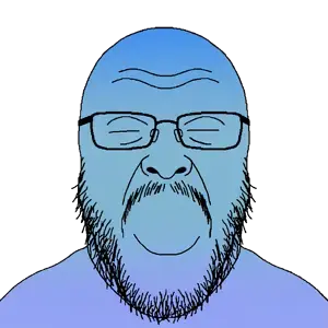 brazilian, bald, beard, black eyes, blue skin, calm, closed eyes, closed mouth, eyebags, front view