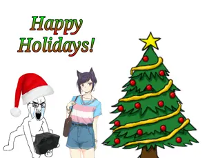 chudjak, angry, arm, bloodshot eyes, christmas, christmas tree, clothes, coal, crying, full body