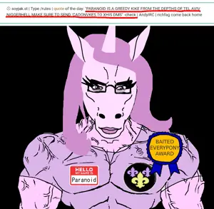 197828 - soybooru.com - 1soyjak badge black_background buff chud chudjak chudjak_front closed_mouth front_view furry glasses half_body horns horse long_hair looking_at_you muscular_chud my_little_-1.png