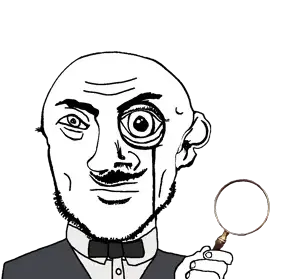 variant:danny_yn subvariant:mineral_inspecteur charcoal jacket cream suit white shirt black bowtie tie stubble beard hairy mustache apathetic eyebrows neutral eyes bald magnifying glass 16.png
