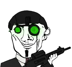 variant:danny_yn subvariant:mineral_inspecteur black jacket white shirt red tie suit goatee no mustache smirk smile happy eyebrows neutral eyes helmet night vision tactical rifle gun holding m16 scope 5.png