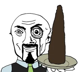 variant:danny_yn subvariant:mineral_inspecteur vest black blue shirt suit green tie kratos goatee fu manchu chinese mustache smiling happy eyebrows neutral eyes bald variant platejak poop plate food 2.png