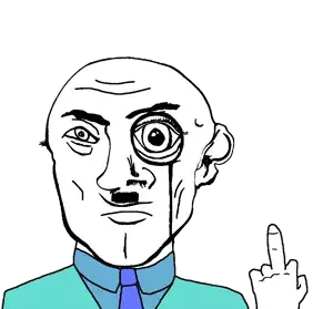 transparent_background uncolored_skin suit tie green_suit green_tie green_jacket shaved cleft_chin butt_chin no_beard hitler_mustache hitler nazi german frowning sad neutral eyebrows black_eyes bald middle_finger finger hand 19.png