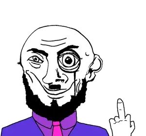 transparent_background uncolored_skin suit tie green_suit green_tie green_jacket beard hitler_mustache hitler nazi german smirk smile happy eyebrows neutral black_eyes bald middle_finger finger hand 17.png