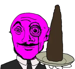 transparent_background colorful colorjak black_tie black_jacket blue_shirt jacket tie suit stubble beard hairy handlebar_mustache mustache apathetic eyebrows black_eyes bald variant:platejak poop plate food 14.png