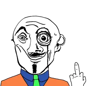 transparent_background uncolored_skin tie suit red_jacket blue_shirt blue red green green_tie goatee mustache smirk smile happy eyebrows black_eyes bald middle_finger finger hand 0.png